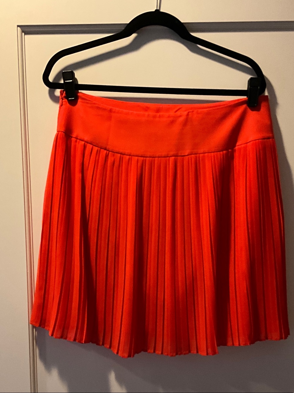 LOFT Bright Orange Pleated Skater Skirt